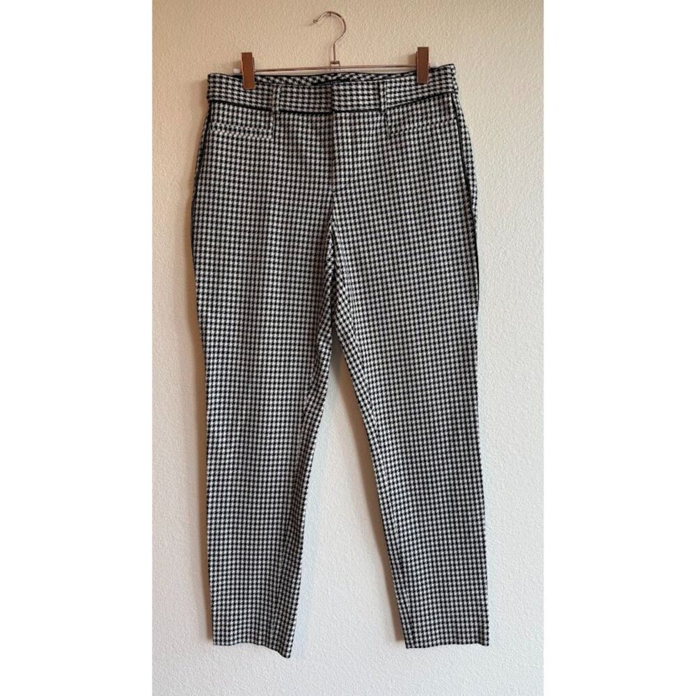 Banana Republic Sloane Slim Pant with Faux Leather Trim in Houndstooth size 2